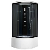 Гидромассажная душевая кабина NG-211-01N, 90*90*215 (тонированное стекло, профиль черный, темные стеклянные задние стенки, одинарные нижние и двойные верхние дверные ролики, пластиковая центральная панель, гидромассаж (3 шт.), крыша, вентиляция, освещение