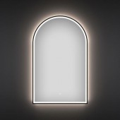 Арочное зеркало с фоновой LED-подсветкой Wellsee 7 Rays' Spectrum 172201690 (40*70 см, черный контур, сенсорная кнопка).