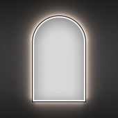 Арочное зеркало с фронтальной LED-подсветкой Wellsee 7 Rays' Spectrum 172201720 (40*70 см, черный контур, сенсорная кнопка).