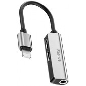 Baseus 3-in-1 iP Male to Dual iP & 3.5mm Female Adapter L52 Silver-black (CALL52-S1)