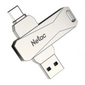 128 Gb USB3.0 Netac U782C NT03U782C-128G-30PN (Type-A/Type-C (5 Гбит/сек), раскладной корпус, металл, скорость 110/30 МБ/с, цвет серебристый)