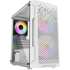 Корпус MicroATX Без БП Powercase Mistral Micro Z3W Mesh LED (CMIMZW-L3) (Tempered Glass, 2xUSB 2.0, 1xUSB-A 3.2 5Гбит/с, 1x120mm ARGB FAN, 2x140mm ARGB FAN, HD Audio+Mic, VGA MAX 280mm, CPU MAX 160mm, пылевые фильтры) White