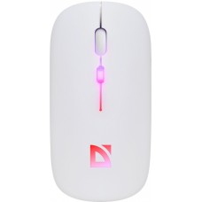 Мышь беспроводная Defender Touch MM-997 БЕСШУМНАЯ (белая) (ультратонкая , с RGB подсветкой, 2 модуля для подключения: Bluetooth и радиоканал 2.4Ghz) (52998)