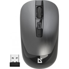 Мышь беспроводная Defender Wave MM-995 БЕСШУМНАЯ (серая) (52993) (ноутбучная мышь для ПК, беспроводная радио, сенсор оптический 1600 dpi, 4 кнопки, колесо с нажатием, цвет черный)