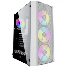 Корпус ATX Без БП Powercase Rhombus X4 (CMRMW-L4) (Tempered Glass, 2xUSB 2.0, 1xUSB-A 3.2 5Гбит/с, 4x120mm ARGB FAN, HD Audio+Mic, VGA MAX 310mm, CPU MAX 160mm, пылевые фильтры) White