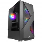 Miditower 1STPLAYER FIREROSE F3-A <F3-A-BK-4F1> Black ATX без БП, с окном