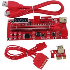 <PCE164P-N10 V014-PRO Red> Адаптер PCI-Ex1 M -> PCI-Ex16 F (питание Molex, 2х6pin)