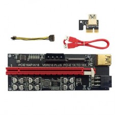 <VER018> Адаптер PCI-Ex1 M -> PCI-Ex16 F (питание Molex, SATA, 6pin)