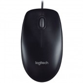 Мышь Logitech B100 (910-003357/910-006605) (полноразмерная, проводная USB, сенсор оптический 800 dpi, 3 кнопки, колесо с нажатием, цвет чёрый)