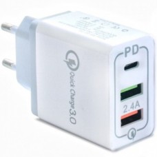 KS-is KS-380 Зарядное устройство USB (Вых. DC5V/9V/12V, 27W, 2xUSB, USB-C, быстрая зарядка)