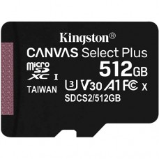 Kingston <SDCS2/512GB> microSDXC Memory Card 512Gb A1 V30 UHS-I U3 + microSD->SD Adapter