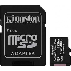Kingston <SDCS2/128GB> microSDXC Memory Card 128Gb A1 V10 UHS-I U1 + microSD->SD Adapter