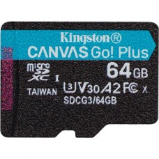 Kingston <SDCG3/64GB> microSDXC Memory Card 64Gb A2 V30 UHS-I U3 + microSD->SD Adapter