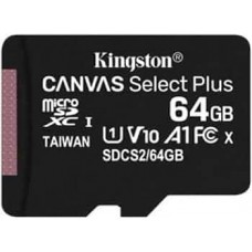 Kingston <SDCS2/64GB> microSDXC Memory Card 64Gb A1 V10 UHS-I U1 + microSD->SD Adapter