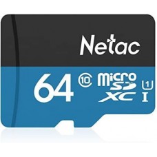 Netac <NT02P500STN-064G-R> microSDXC Memory Card 64Gb UHS-I U1 + microSD->SD Adapter