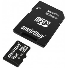 SmartBuy <SB16GBSDCL10-01> microSDHC 16Gb Class10 + microSD->SD Adapter