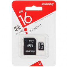 SmartBuy <SB16GBSDCL10-01LE> microSDHC 16Gb Class10 + microSD->SD Adapter