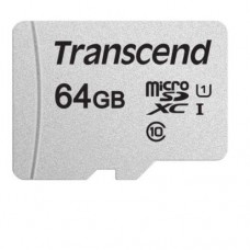 Transcend <TS64GUSD300S-A> microSDXC Memory Card 64Gb UHS-I U1 + microSD->SD Adapter
