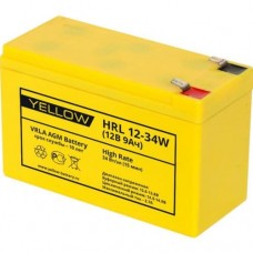 Аккумуляторная батарея YELLOW HRL 12-34W (12V, 9Ач, 10 лет, 2.7кг, 151х65х94/100мм) АКБ для ИБП, Аналог АКБ Ippon IP12-9 (12V, 9Ah), CSB HRL 1234W, HR 12-34W, GPL 1234W, GPL 12-34W, 16906, 2766905800012, 66554 Sacred Sun SSP12-9HR, SP12-9