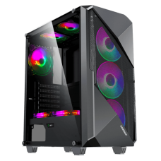 Корпус ATX Без БП GameMax Revolt (Tempered Glass, 1xUSB 2.0, 1xUSB-A 3.2, HD Audio+Mic, 4x120mm ARGB Fan, VGA MAX 330mm, CPU MAX 170mm, пылевые фильтры) Black