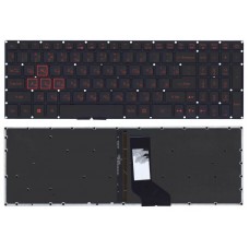 Клавиатура для ноутбука Acer Nitro 5 AN515-51, черная с красной подсветкой (стрелки без рамки)