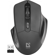 Мышь Defender Datum MB-345 Black (полноразмерная мышь для ПК/для компьютеров Apple, радио, сенсор оптический 1600 dpi, 4 кнопки, колесо с нажатием, цвет черный)