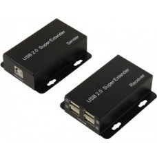 Orient <VE02U4P> USB 2.0 Extender (USB B -> RJ45 -> 4xUSB A, до50м) + б.п.