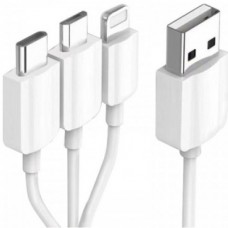 KS-is <KS-478W-0.2> Кабель USB AM -> micro-B/USB-C/Lightning 0.2м