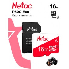 Netac <NT02P500ECO-016G-S> microSDHC Memory Card 16Gb UHS-I U1 Class10