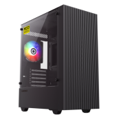 Корпус MicroATX Без БП GameMax Edge (EDGE) (Tempered Glass, 2xUSB 2.0, 1xUSB-C 3.2 5Гбит, 1x120mm ARGB Fan, HD Audio+Mic, VGA MAX 320mm, CPU MAX 155mm, пылевые фильтры) Black