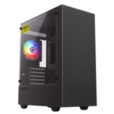 Корпус MicroATX Без БП GameMax Edge (EDGE) (Tempered Glass, 2xUSB 2.0, 1xUSB-C 3.2 5Гбит, 1x120mm ARGB Fan, HD Audio+Mic, VGA MAX 320mm, CPU MAX 155mm, пылевые фильтры) Black