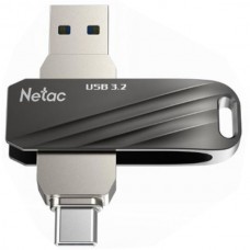 USB Flash Netac US11 64GB (NT03US11C-064G-32BK) / USB 3.2 Gen 1 Type-A/Type-C (5 Гбит/сек) / раскладной корпус / Черный