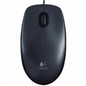 Мышь Logitech M100 (910-006652/910-006765) (полноразмерная, проводная USB, сенсор оптический 1000 dpi, 3 кнопки, колесо с нажатием, цвет чёрый)