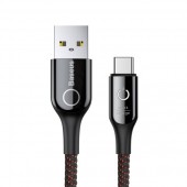 Baseus C-shaped Light Intelligent power-off Cable USB For Type-C 3A 1M Black (CATCD-01)