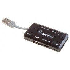 Smartbuy <SBRH-750-K> USB2.0 MMC/SD/microSD/MS(/Pro/Duo/M2) Card Reader/Writer+3portUSB2.0