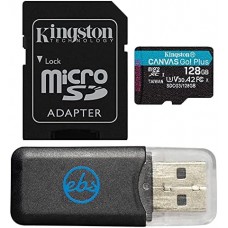 Kingston <SDCG3/128GB> microSDXC Memory Card 128Gb A2 V30 UHS-I U3 + microSD->SD Adapter