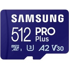 Samsung PRO Plus <MB-MD512SA/EU/KR> microSDXC Memory Card 512Gb Class10 UHS-I U3 A2 V30 + microSD-> SD Adapter