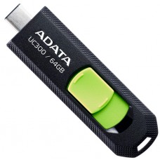 USB3.2 64Gb ADATA UC300 (ACHO-UC300-64G-RBK/GN) USB 3.2 Type-A, пластик, выдвижной механизм, черный/зеленый