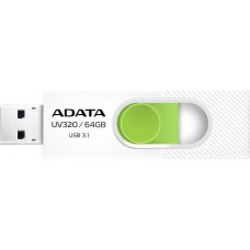 USB3.2 64Gb ADATA UV320 (AUV320-64G-RWHGN) USB 3.2 Type-A, пластик, выдвижной разъем, черный/зеленый