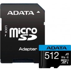Micro SDXC 512 Gb ADATA Premier (AUSDX512GUICL10A1-RA1) (512 ГБ, класс 10, UHS-I (класс U1), чтение: 85 МБ/с) RETAIL с адаптером