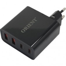 Orient <PU-A100WL> Зарядное устройство USB (Вых.5V/9V/12/15/20V, 100W, 2xUSB, 2xUSB-C, быстрая зарядка)