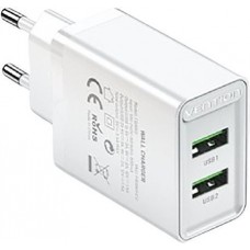 Vention <FBAW0-EU> Зарядное устройство USB (Вых.DC5/9/12V, 18W, 2xUSB, быстрая зарядка)