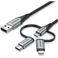 Vention <CQJHF> Кабель USB 2.0 AM -> USB-C/microB/Lightning 1м