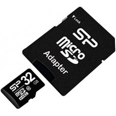Silicon Power <SP032GBSTH010V10-SP> microSDHC Memory Card 32Gb Class10 + microSD->SD Adapter