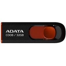 USB2.0 32Gb ADATA C008 Classic (AC008-32G-RKD) USB 2.0 Type-A, пластик, выдвижной механизм, черный/красный