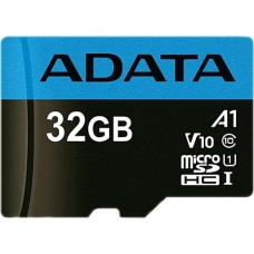 Micro SDHC 32 Gb ADATA Premier (AUSDH32GUICL10A1-RA1) (32 ГБ, класс 10, UHS-I (класс U1), чтение: 80 МБ/с) RETAIL с адаптером
