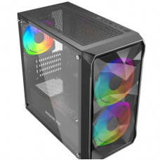 Корпус MicroATX Без БП Powercase Micro A3B ARGB (CMMAB-A3) (Tempered Glass, 2xUSB 2.0, 1xUSB-A 3.2 5Гбит/с, 2x140mm ARGB PWM FAN+1x120mm ARGB PWM FAN, HD Audio+Mic, VGA MAX 305mm, CPU MAX 160mm, пылевые фильтры) Black