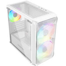 Корпус MicroATX Без БП Powercase Micro A3W ARGB (CMMAW-A3) (Tempered Glass, 2xUSB 2.0, 1xUSB-A 3.2 5Гбит/с, 2x140mm ARGB PWM FAN+1x120mm ARGB PWM FAN, HD Audio+Mic, VGA MAX 305mm, CPU MAX 160mm, пылевые фильтры) White