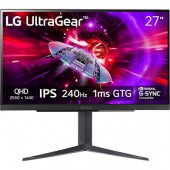 27" LG 27GR83Q-B (игровой, 16:9, 2560x1440, IPS, 240 Гц, AMD FreeSync Premium/NVIDIA G-Sync, HDR400, 2xHDMI+DP, 3.5 jack+2xUSB, регулировка высоты, портретный режим, поворот 90 °, VESA100)