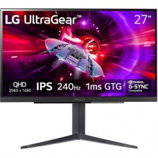 27" LG 27GR83Q-B (игровой, 16:9, 2560x1440, IPS, 240 Гц, AMD FreeSync Premium/NVIDIA G-Sync, HDR400, 2xHDMI+DP, 3.5 jack+2xUSB, регулировка высоты, портретный режим, поворот 90 °, VESA100)